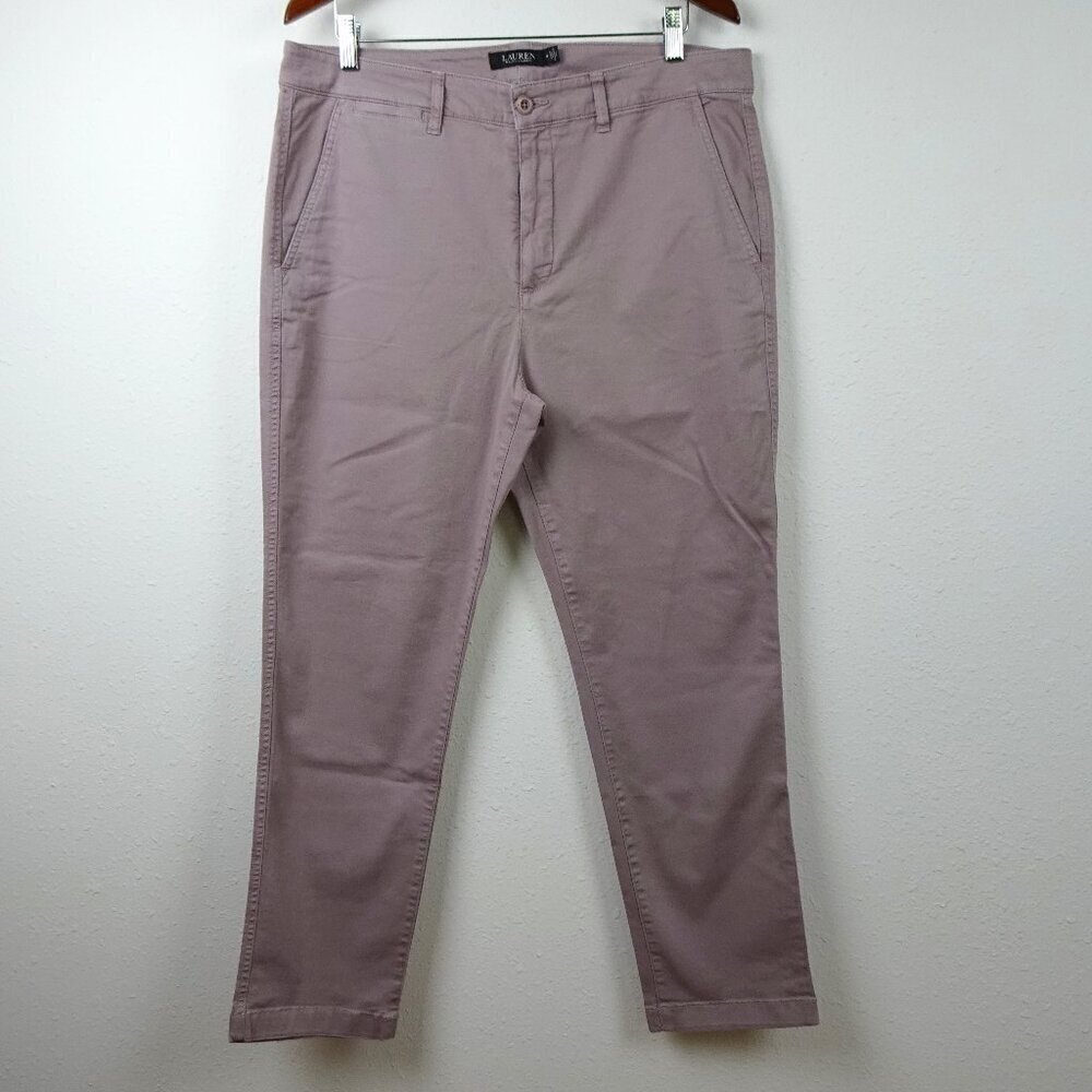 Ralph Lauren Chino Pants Women's Size 14 Purple Slim Fit Stretch